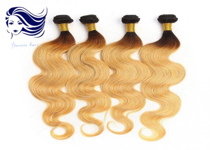 Brown Ombre Color Hair Extensions , Human Ombre Colored Hair